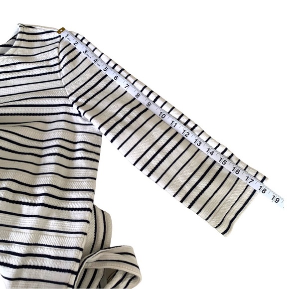 TALBOTS White Black Striped Nautical 100% Cotton knit top tie detail Size M - Picture 5 of 8
